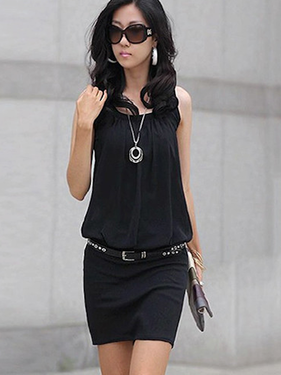 Choice of Black or Ivory/Cream Sleeveless Summer Loose Front Dress Size 10