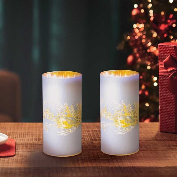 Pack of 2 Christmas Festive Warm White LED Wonder Lights Lantern Lamp 15cm High