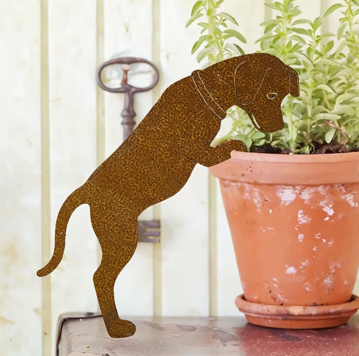 Core-Ten Rusty Dog Puppy Garden Ornament Silhouette Approx 31.2cm 12" Long