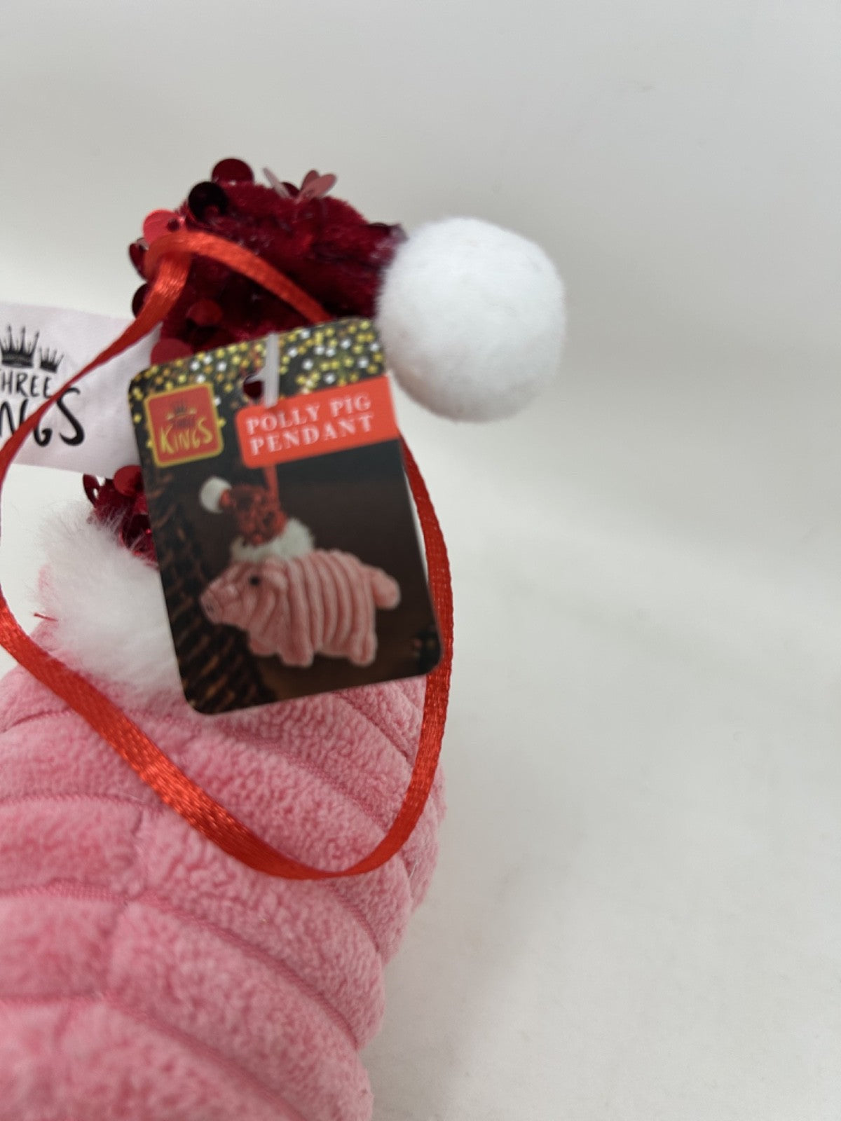 Cute Very Soft Polly Pig Plush Fabric Christmas Decoration Hanging Pendant 14cm