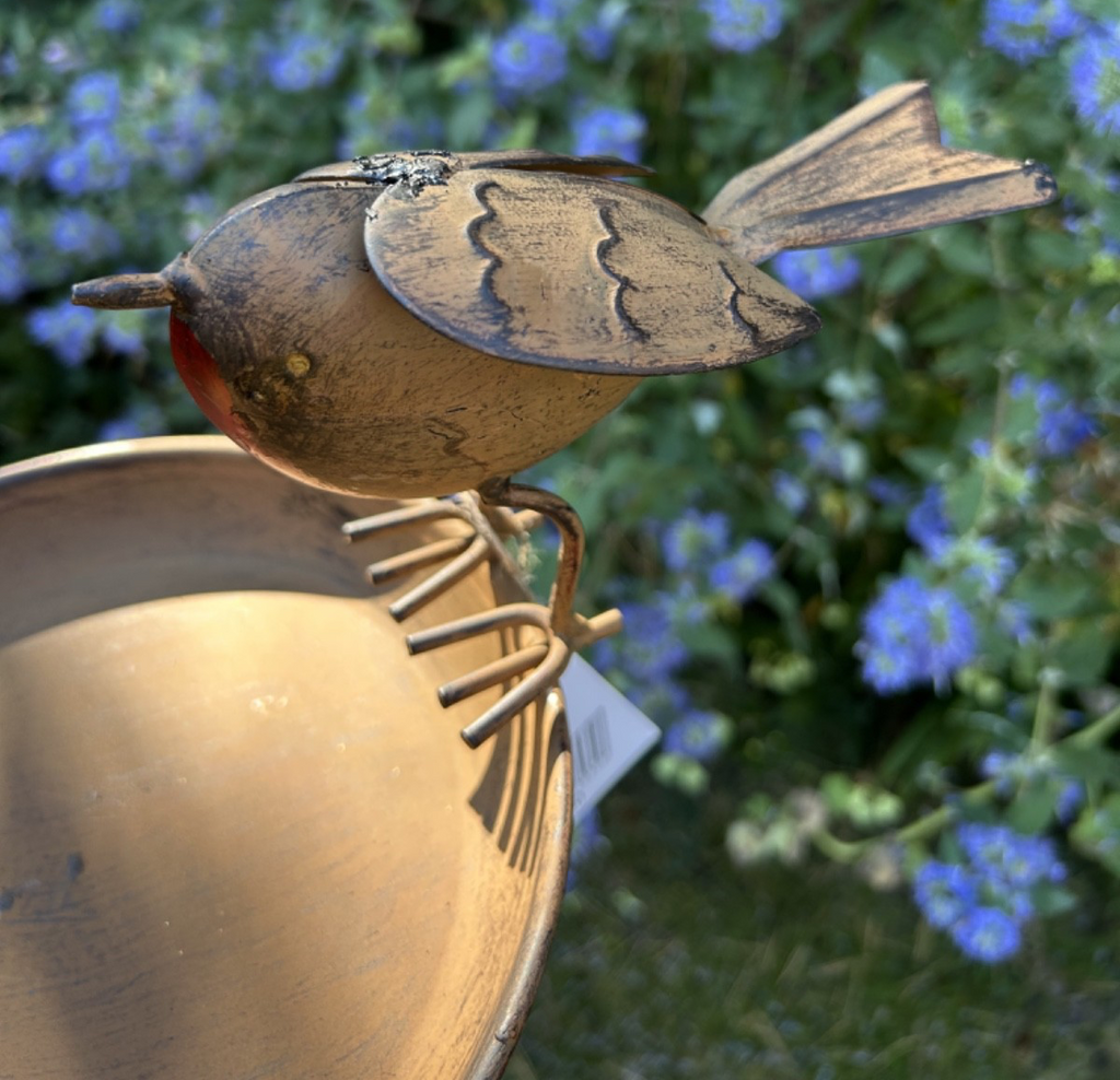 Heavy Duty Core-Ten Rusty Metal Robin Bird Feed Table Garden Ornament 115cm Long