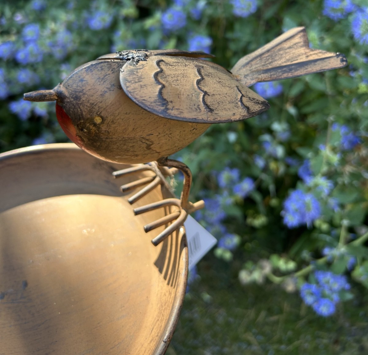 Heavy Duty Core-Ten Rusty Metal Robin Bird Feed Table Garden Ornament 115cm Long