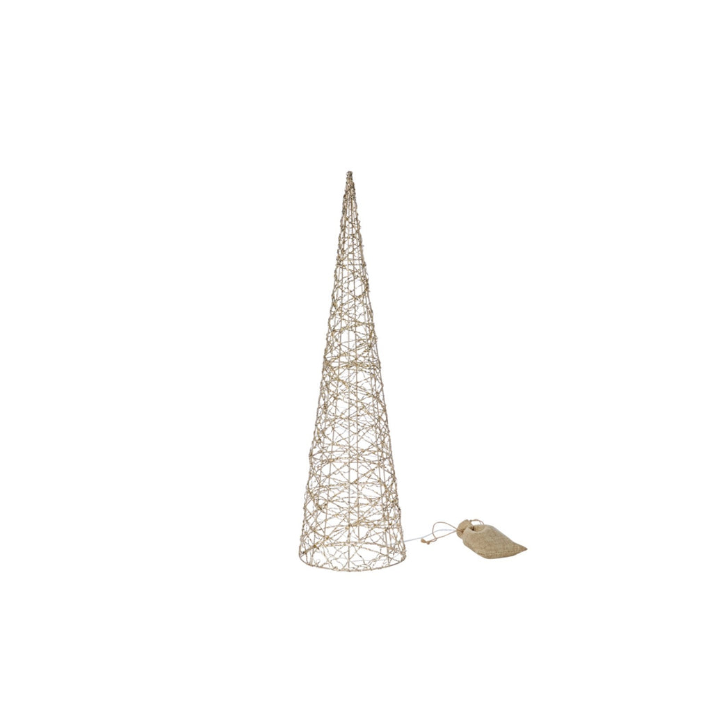 Festive Set of 3 Gold Weave Light Up Treebelisks Christmas Cone Trees on Timer