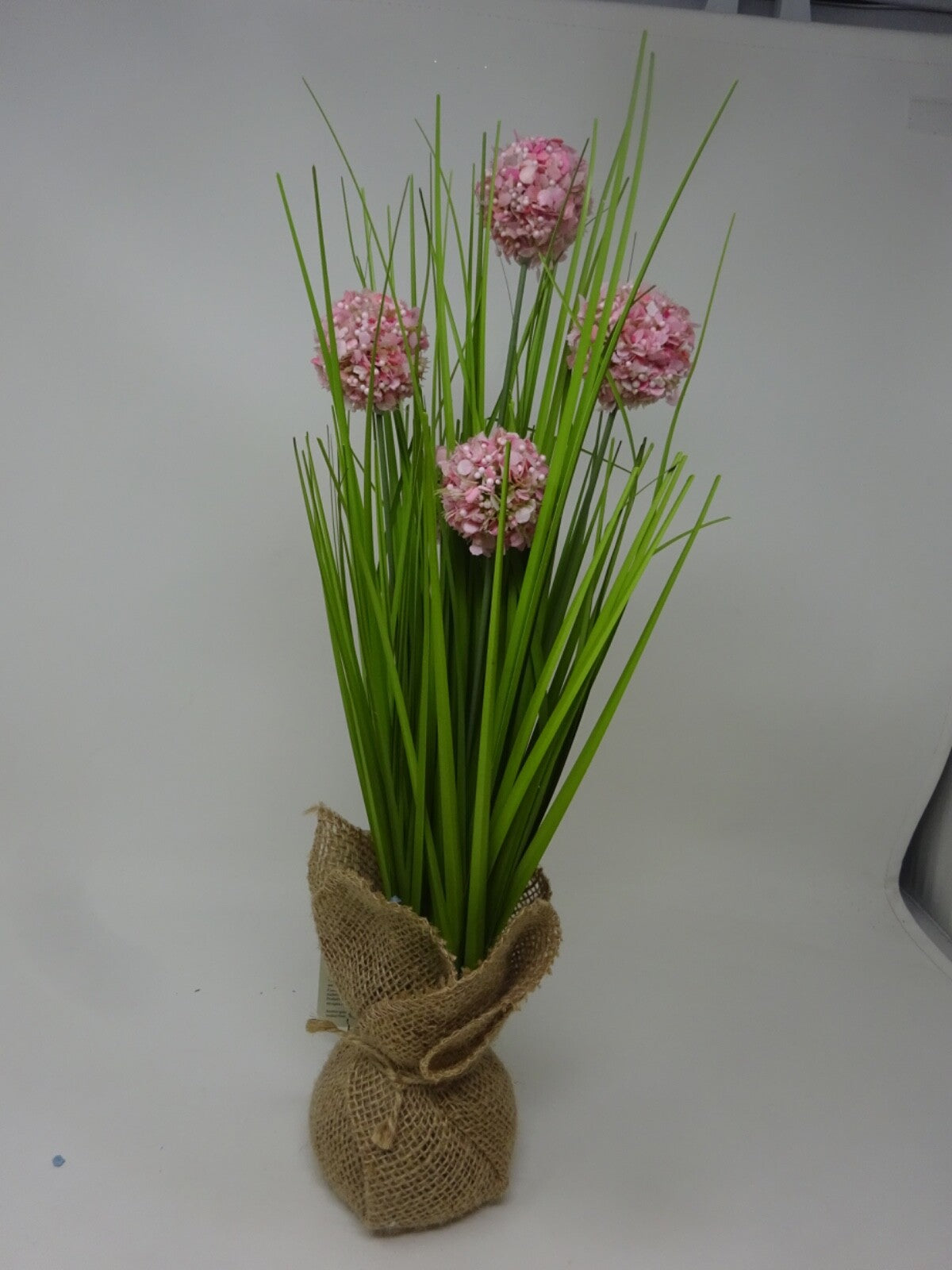 Choice of Artificial Faux Flowers Pom Pomettes 30cm Tall Hessian Base Bouquet
