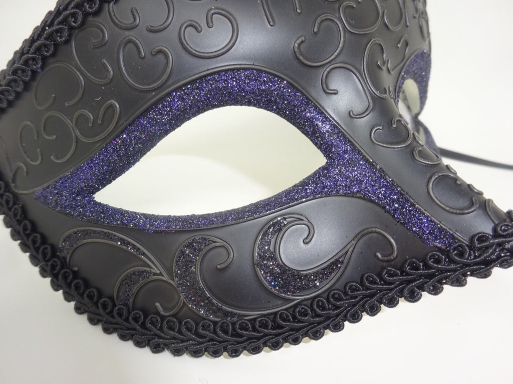 BLACK & BLUE QUALITY MENS OR LADIES VENETIAN MASQUERADE PARTY BALL EYE MASK