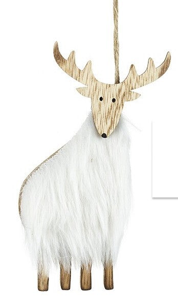 Choice of 2 Cute Christmas Tree Fluffy Reindeer Decoration with Wooden Antlers