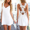White Chiffon Summer Loose Dress Rear Stylish Crossover Styling One Size 10-12