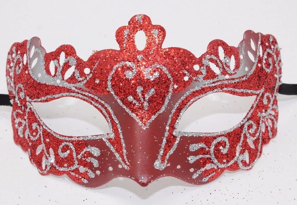 QUALITY RIALTO RED & SILVER MALE/FEMALE VENETIAN MASQUERADE PARTY BALL EYE MASK
