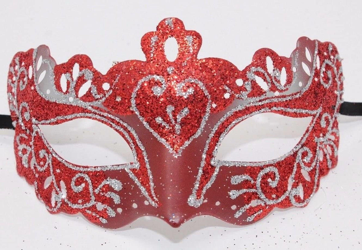 QUALITY RIALTO RED & SILVER MALE/FEMALE VENETIAN MASQUERADE PARTY BALL EYE MASK