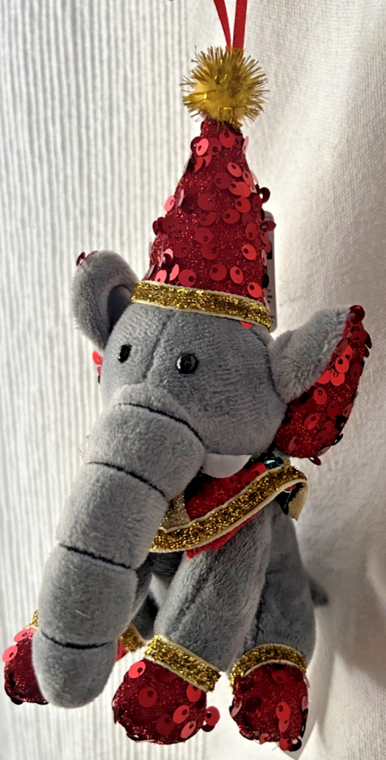 Hanging Pendant Tree Christmas Plush Sitting Circus Hefferlump Elephant 18cm