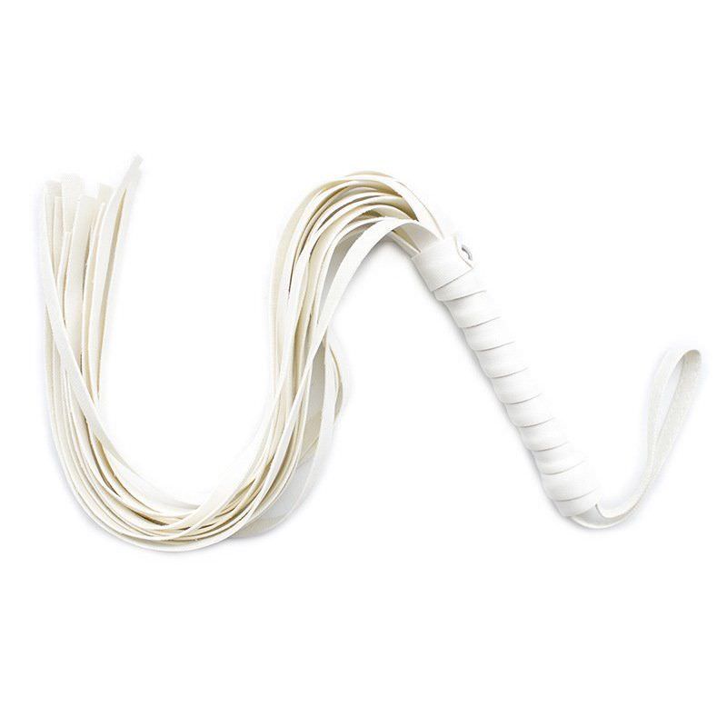 Leather Whip in Two Colours White or Pink 45cm Long Erotic Dominatrix