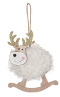 Choice of 2 Cute Christmas Tree Reindeer Decoration with Gold Glitter Antlers