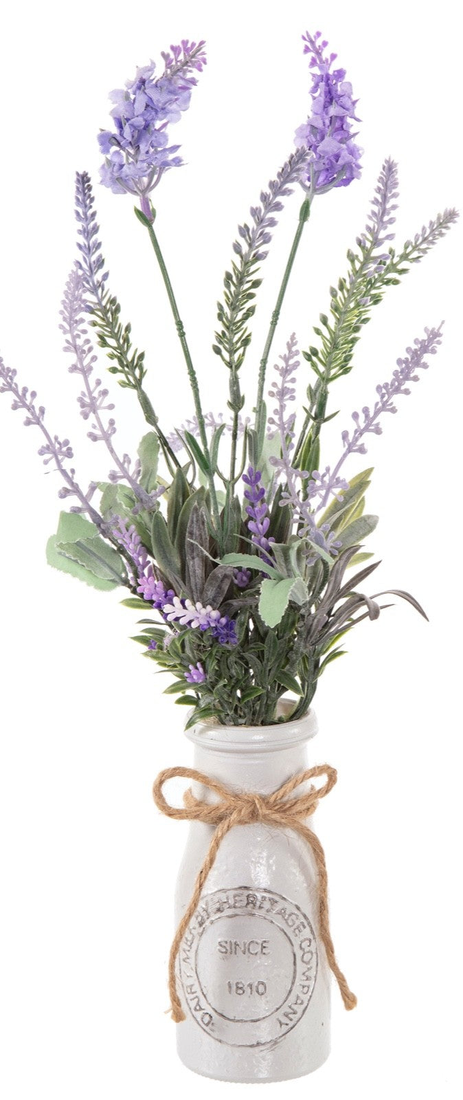 Choice 3 Colours Artificial Lavender Bunches in a Ceramic Milk Bottle 38cm Tall