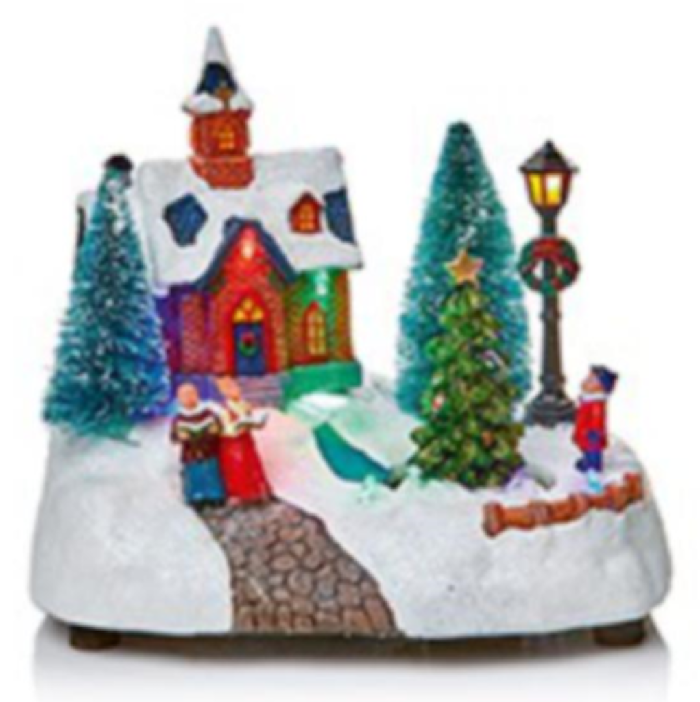 Choice of 2 LED Light Up Rotating Animated Village Christmas Carousel 20cm Wide
