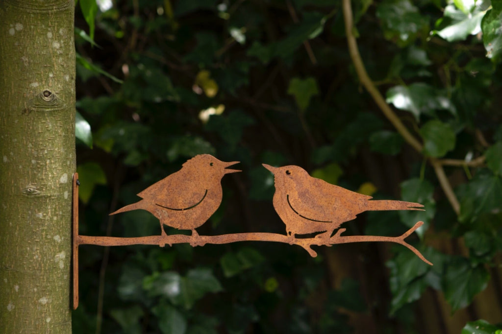 Rusty Metal Birds on a Branch Tree Silhouette 40cm Long Garden Ornament Easy Fix