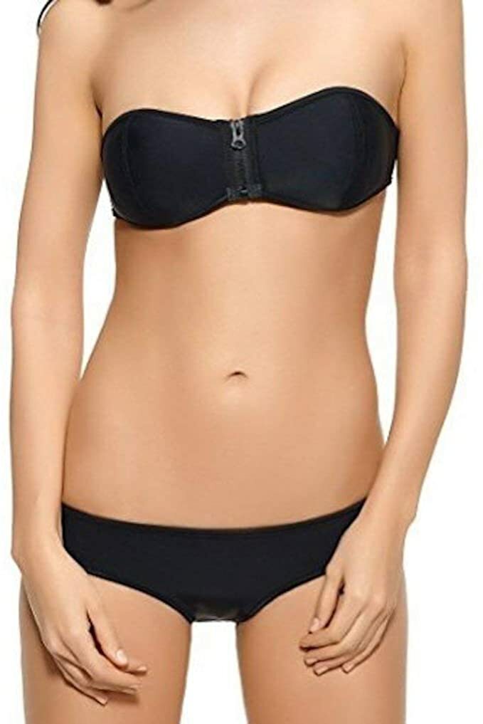 Choice 9 Colours Zip Front with Black Trim Two Piece Bandeau Bikini Size 10-12