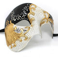 QUALITY BLACK & GOLD HALF FACE PHANTOM MUSICAL NOTES MASQUERADE MASK