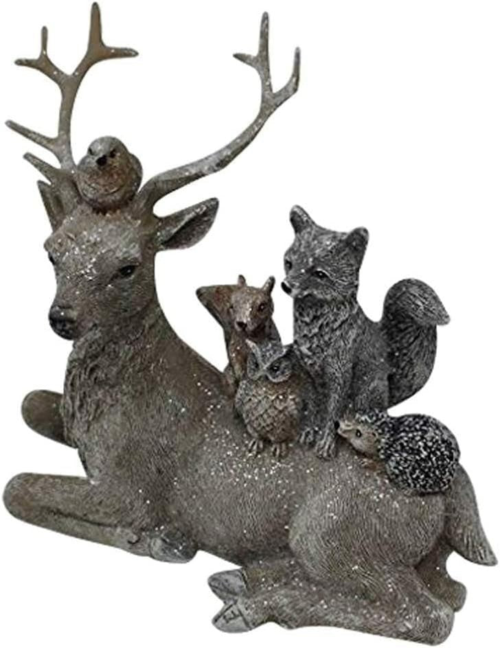 Reindeer Stag Fox Owl Squirrel Hedgehog Robin Woodland Animals Figurine Ornament