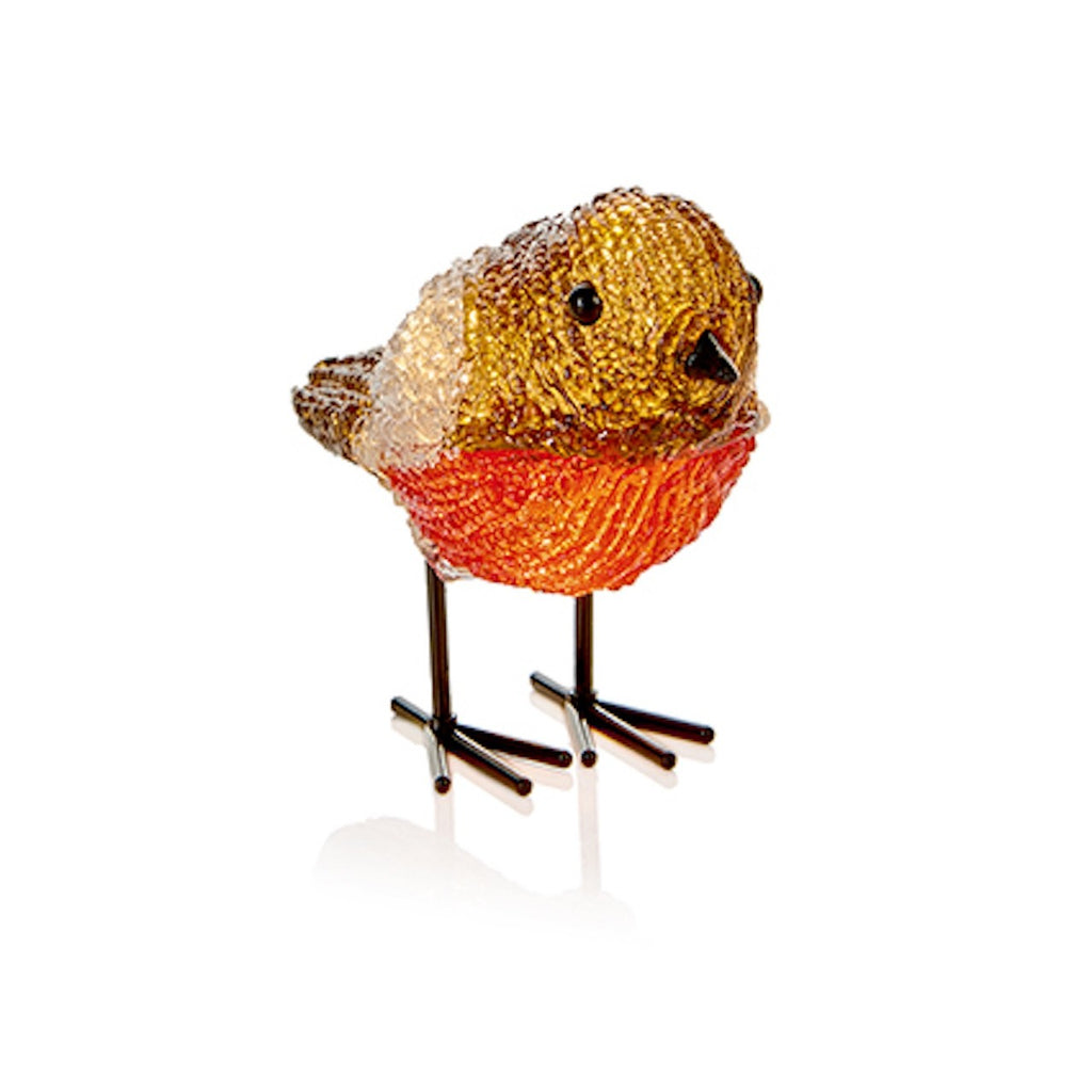 Christmas LED Light Up Acrylic Robin Decoration 16cm Long Timer Indoor Outdoor