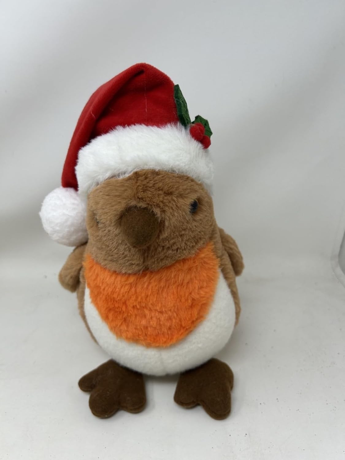 Cute Very Soft Cuddly Sitting Robbie the Robin Plush Fabric Weighted Base 28cm