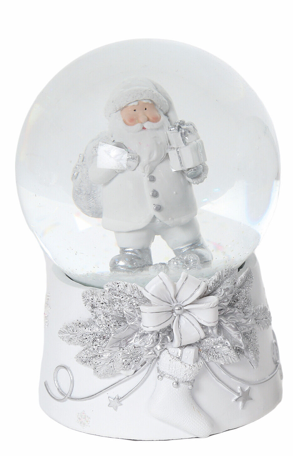 Musical Father Christmas Water Ball Snow Globe Santa with Sack & Gifts 15cm High
