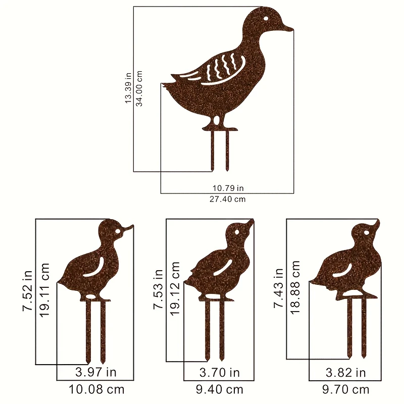 Brown Acrylic Mother Duck & Ducklings Garden Ornament Figurine Mum is 34cm Tall