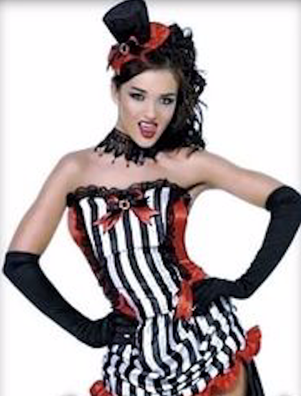 Ladies Quality Burlesque Showgirl 5 Pce Costume Top Skirt Hat & Gloves Size 10
