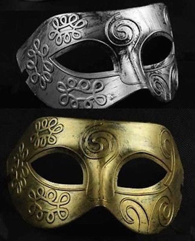 Choice of either Gold or Silver Roman Greek Mens Adult Masquerade Soldier Mask