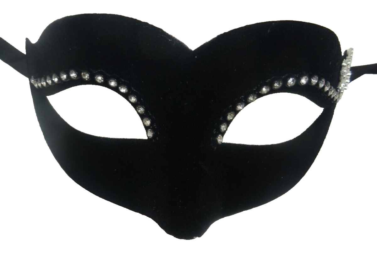 Ladies Black Velour Venetian Masquerade Party Carnival Eye Ball Butterfly Mask
