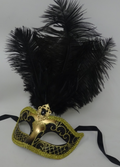 Black & Gold Long Feather Venetian Masquerade Carnival Party Ball Prom Eye Mask