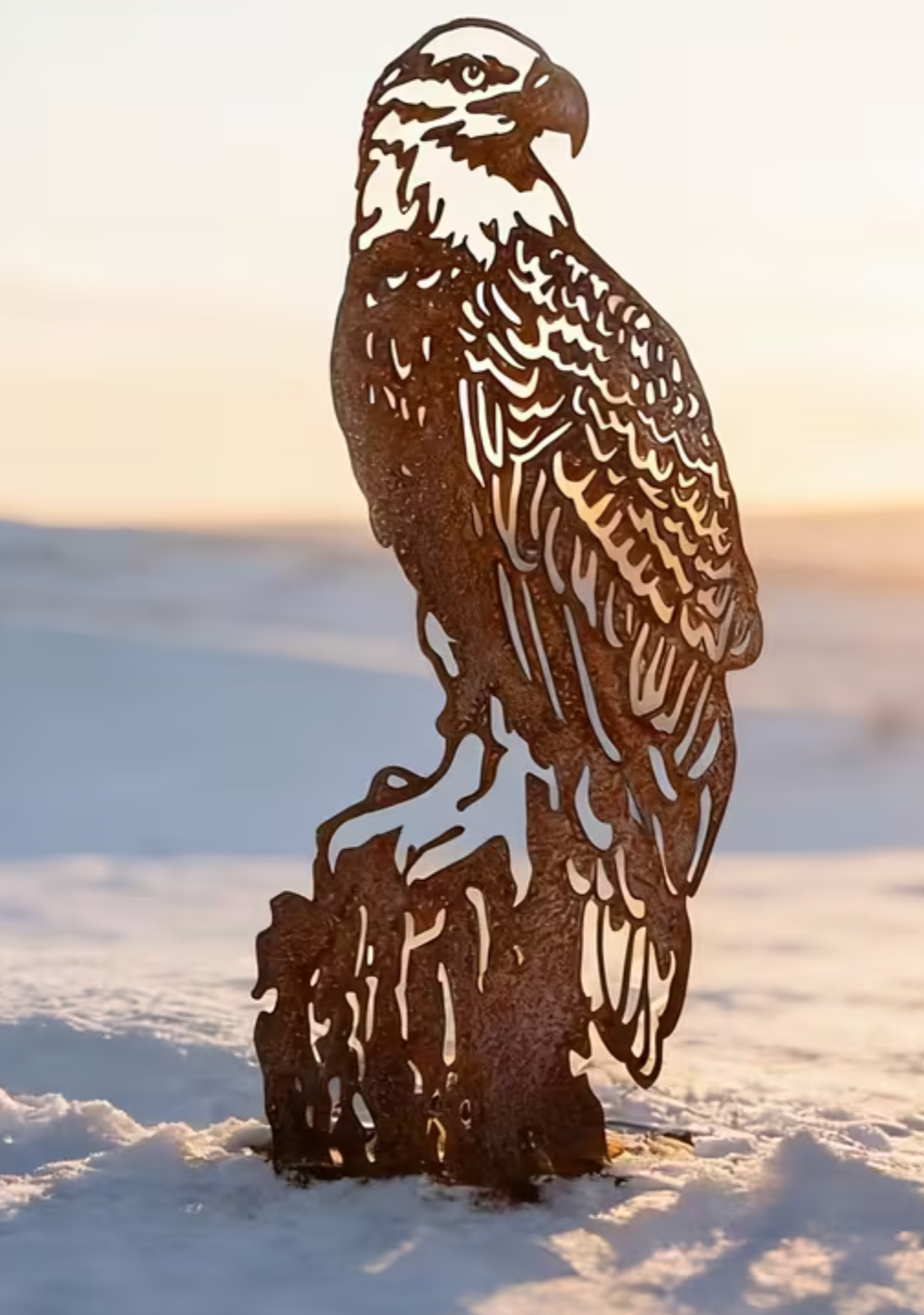 Core-Ten Rusty Patina Eagle Hawk Garden Ornament Figurine Approx 30cm Tall