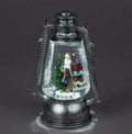 Heavy Christmas Santa LED Metal Water Lantern with Glitter Snow 24cm Tall