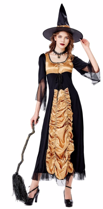 Ladies Halloween Vampire Witch Dark Queen Costume Elaborate Dress Size 10-12