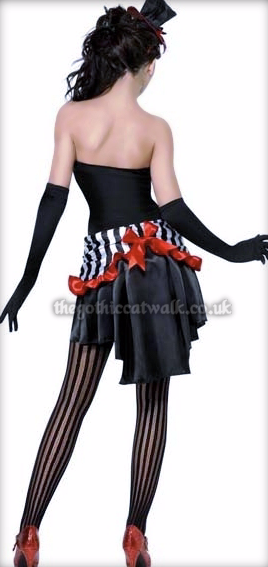 Ladies Quality Burlesque Showgirl 5 Pce Costume Top Skirt Hat & Gloves Size 10