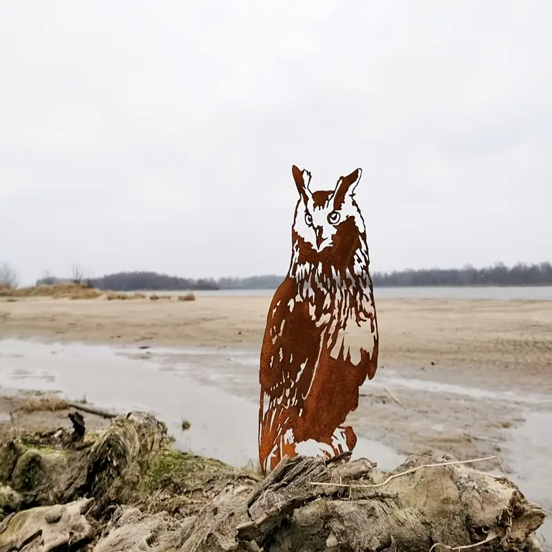 Core-Ten Rusty Patina Owl Garden Ornament Figurine Approx 30cm High 11cm Wide