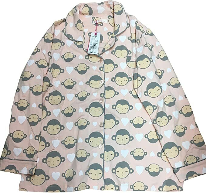Ladies Quality Cheeky Monkey Choice of Pink or Peach Cotton Pyjamas Size 12-14