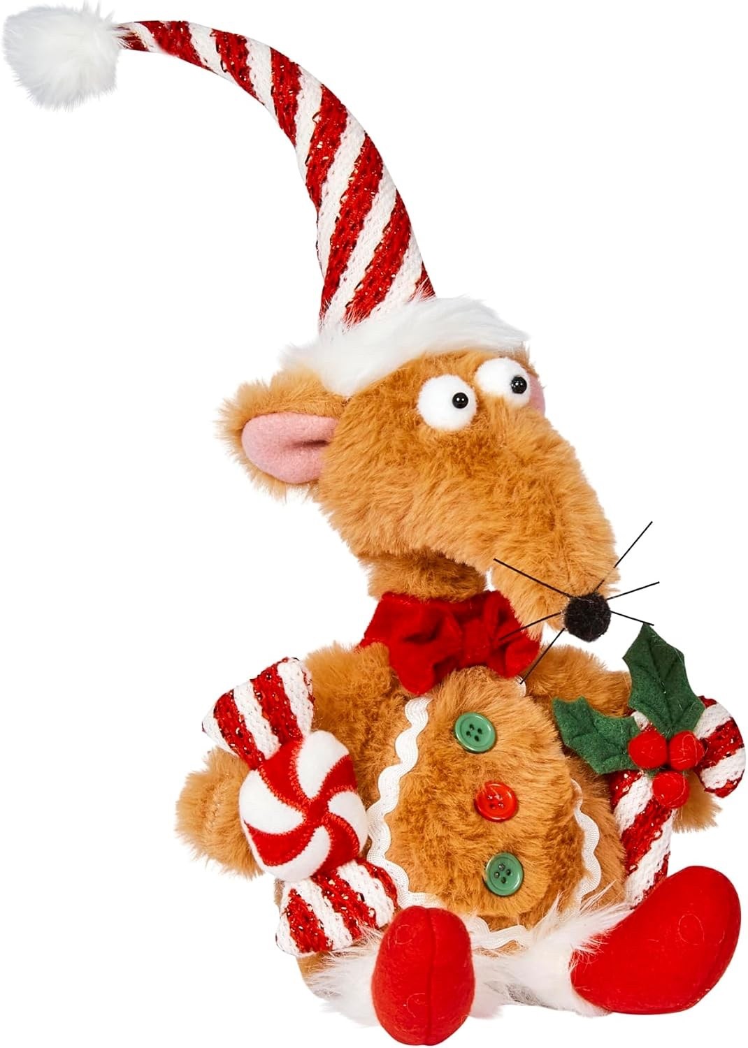 Christmas Sitting Gingerbread Renton Rat & Hat Scarf Weighted Base Approx 48cm