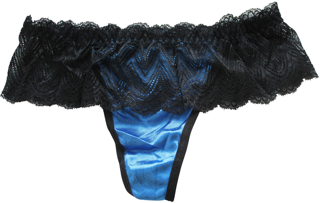Choice of 4 Colours Beautiful Ladies Panties Briefs Thong Satin & Deep Lace 8-10