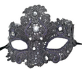 SILVER GREY JEWELLED LACE BROCADE MASK VENETIAN MASQUERADE CARNIVAL EYE BALL