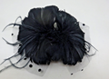 Large Black Feather & Long Slim Feathers & Spotted Net Fascinator Corsage Brooch