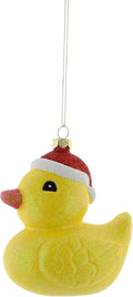Cute Festive Glitter Red & Yellow Duck Hanging Christmas Tree Decoration 9cm