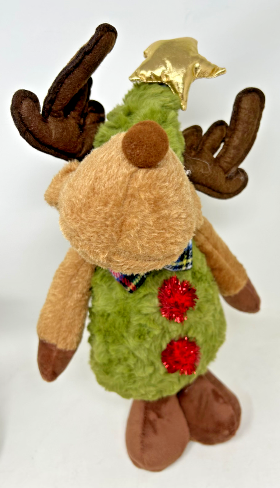 Choice 2 Designs Standing or Sitting Reindeer with a Gold Star Plush Supersoft