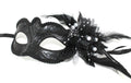 MIDNIGHT BLACK MASK WITH FLOWER/PEARLS VENETIAN MASQUERADE PARTY BALL PROM EYE