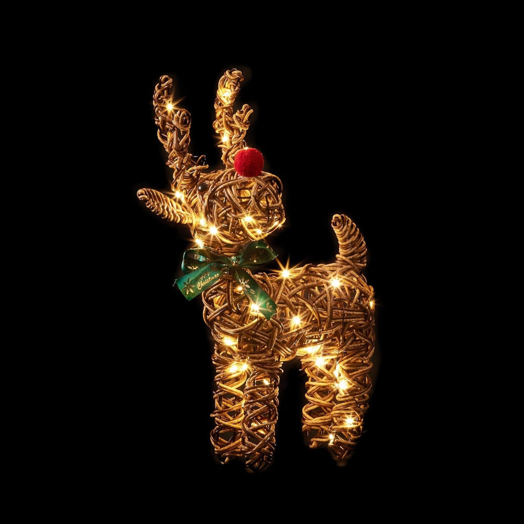 Indoor Outdoor Big Red Nose Reindeer 40 Warm White LEDs 37cm 9 Light Sequences