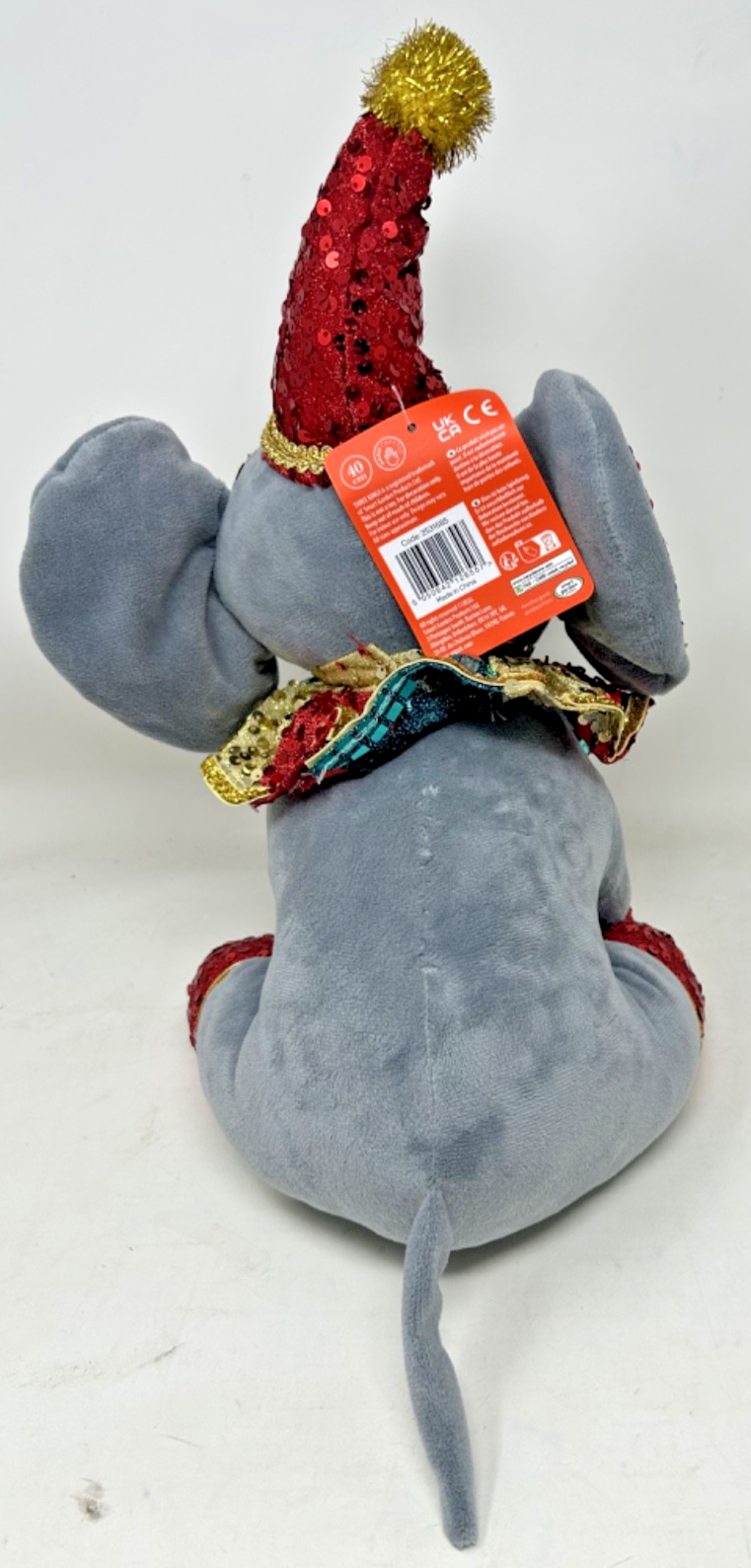Christmas Cuddly Plush Sitting Circus Hefferlump Elephant Weighted Base 40cm