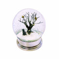 Christmas Decoration Black Dog & Robins Snow Scene Snow on a Chrome Colour Base