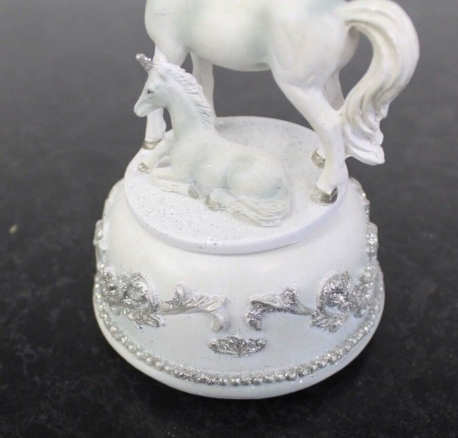 Musical Christmas Unicorn Carousel Merry Go Round Wind Up Jingle Bells 15cm