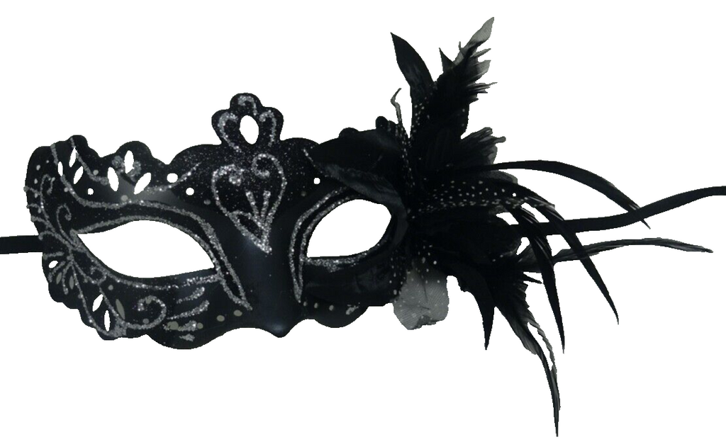 SILVER & BLACK RIALTO VENETIAN MASQUERADE PARTY CARNIVAL EYE PROM BALL FACE MASK