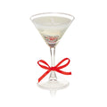 Christmas Martini Glass Gel Candle with Red Stars 16cm Tall x 10cm Wide Red Bow