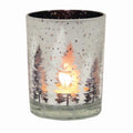 Glass Woodland Tea Light Holder 12.5cm Tall Christmas Festive Gift 3 Tea Lights